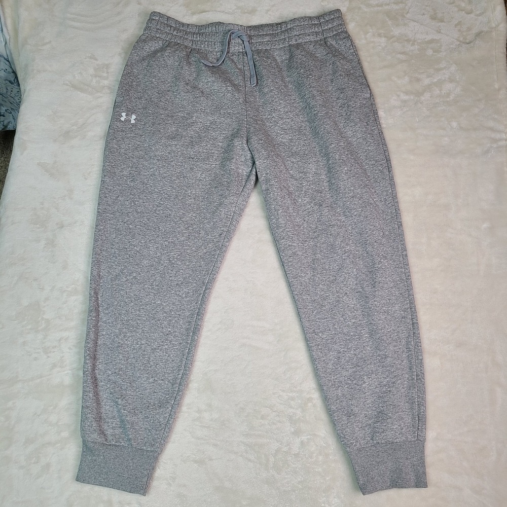 Under Armour Rival Fleece Sweatpants Womens Size XL Loose Gray Joggers Cuffed